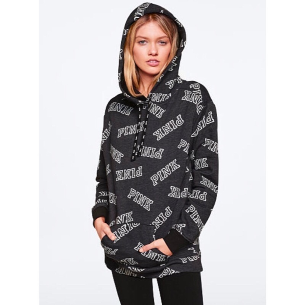 VS Pink All Over Logo Campus Hooded Pullover